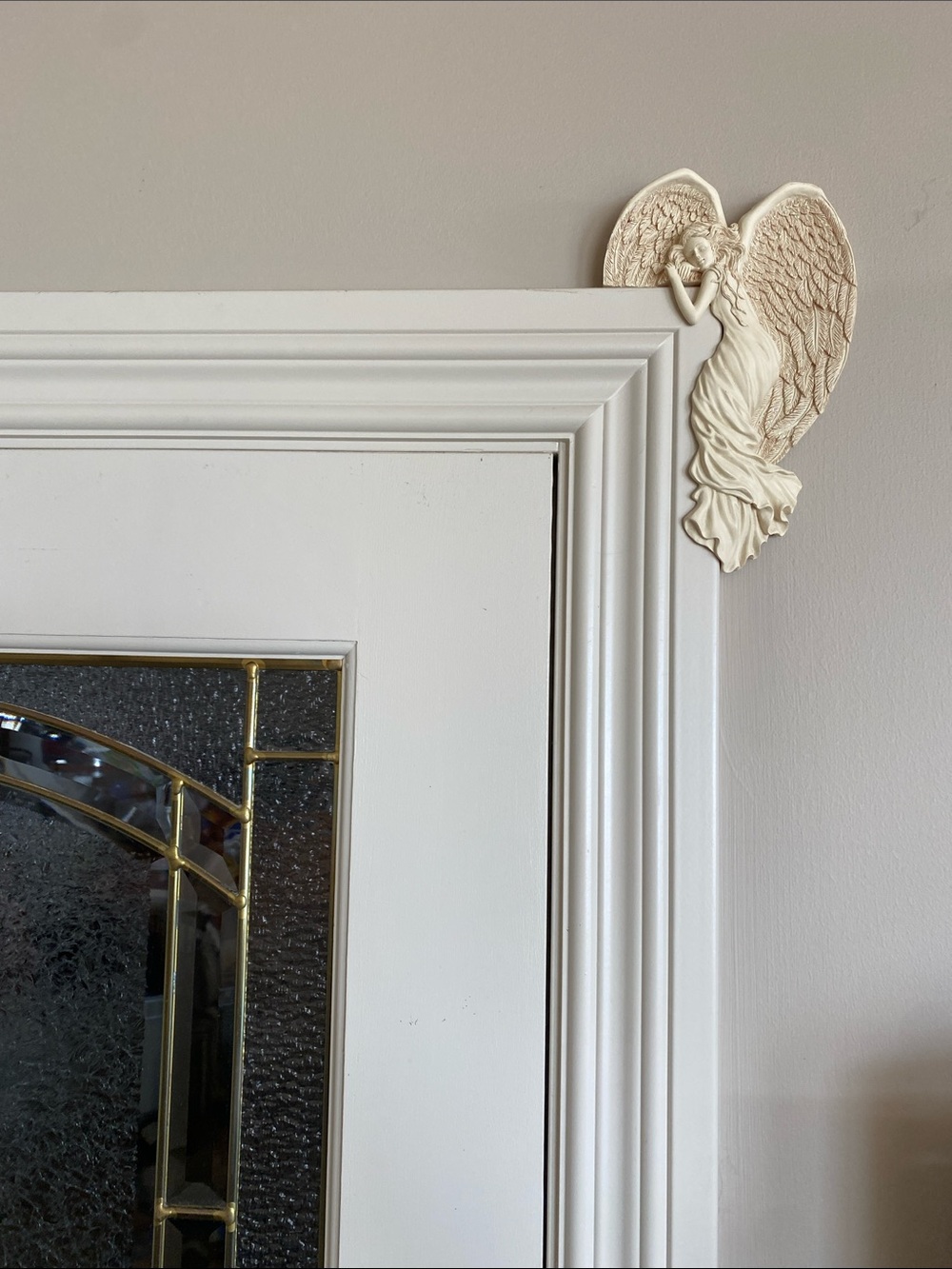 Ivory Angel door Plaque - Winged Female Figurine